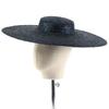 Cappello di Paglia a Tesa Larga 15cm con Parte Superiore Piatta Cappelli Estivi da Spiaggia per Donna Cappello Boater con Nastro Cappello da Sole Grigio Nero Rosso Rosa Blu Con Laccetto Sottogola