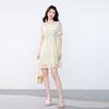 JOY SPEAKER Elegant Mesh Lace Midi Dress