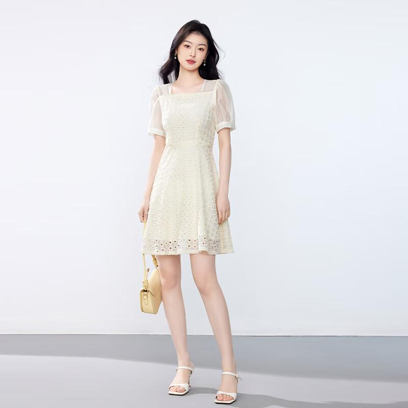 JOY SPEAKER Elegant Mesh Lace Midi Dress