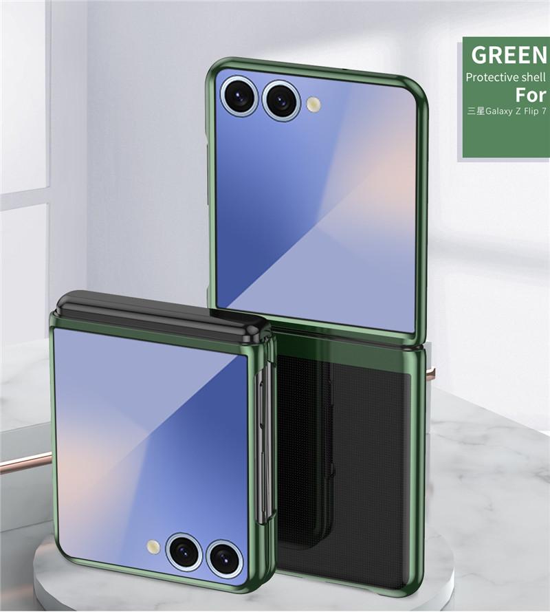 Electroplated Hard PC Folding Case For Samsung Galaxy Z FLIP 8 7 FE 6 5 4 3 Flip8 5G Plating Bumper Clear Cover