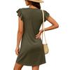 Dames Casual Strandjurk V-hals Ruchemouwen Gekreukelde Taille Zomer Losse Pasvorm Minijurk