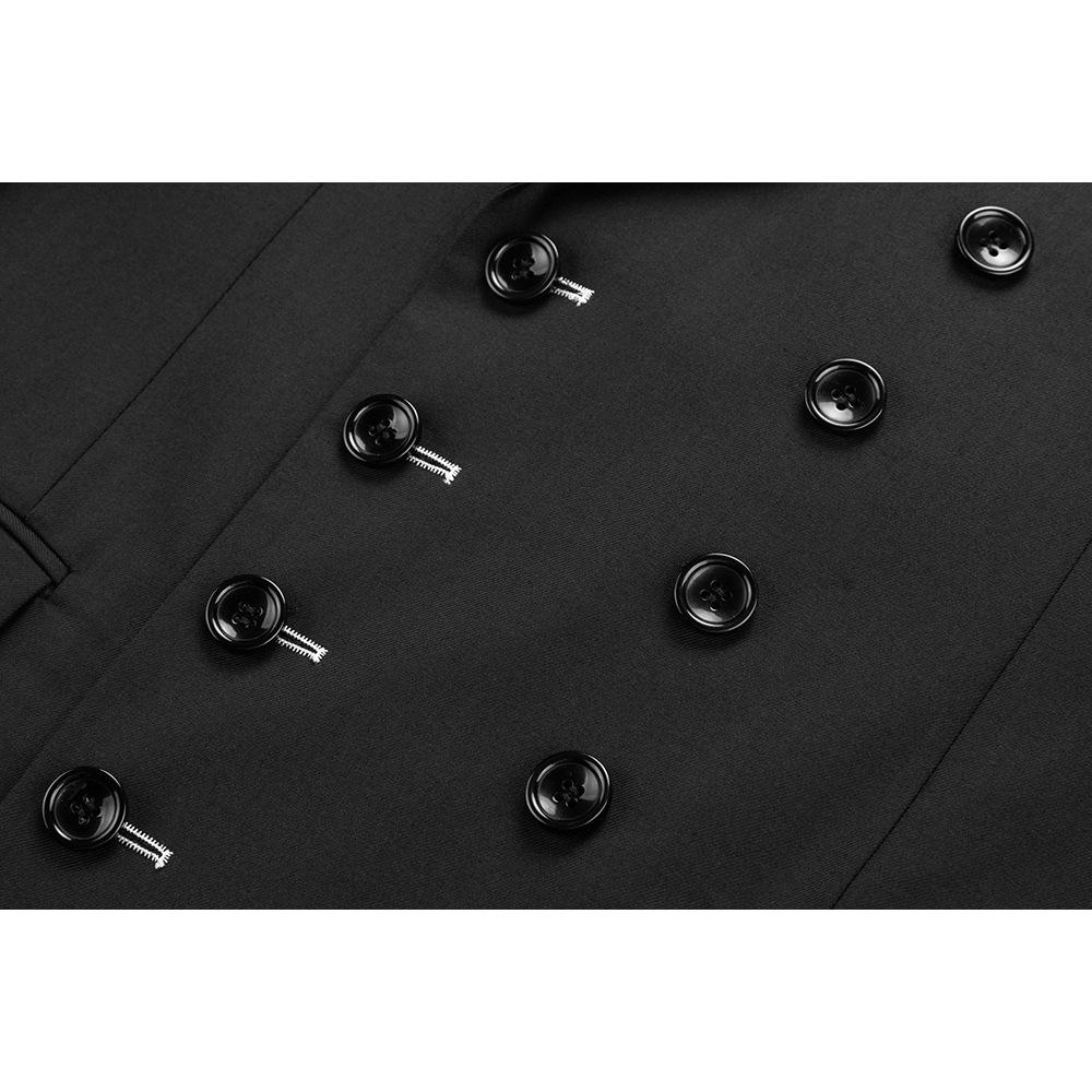 Men's Slim Fit Double-Breasted Blazer Set: Professional, Business Casual Fashion in Dark Blue, Black, and Grey