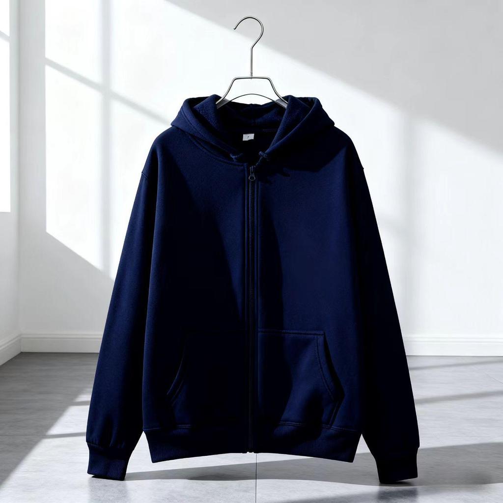 Unisex Cross-Season Hooded Fleece Jacket: Autumn-Winter Zip-Up Cardigan
