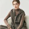 Women's Hooded Cashmere Knit Vest - Zippered, Sleeveless, Drawstring Cape for Autumn/Winter