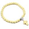 Gebetsarmband 6MM Onyx Natursteinperlen Religion Jesus Kreuz Anhänger Armbänder Armreifen für Männer Frauen Yoga Freundschaft Schmuck