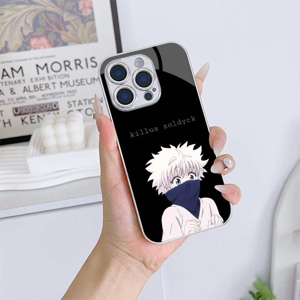 N127 Anime Hunter X Hunter Hisoka Phone Case for iPhone 16 15 Pro Max Samsung S24 S23 A54 A35 Xiaomi Redmi Note 13 Plated Frame Tempered Glass Cover