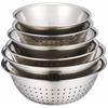Wahei Freiz Stainless Steel Bowl & Perforated Colander E Set (Plonge II Bowl 15, 18, 20cm, Colander 15, 18, 20cm) MG-0324 Plonge II (6 Patterns)