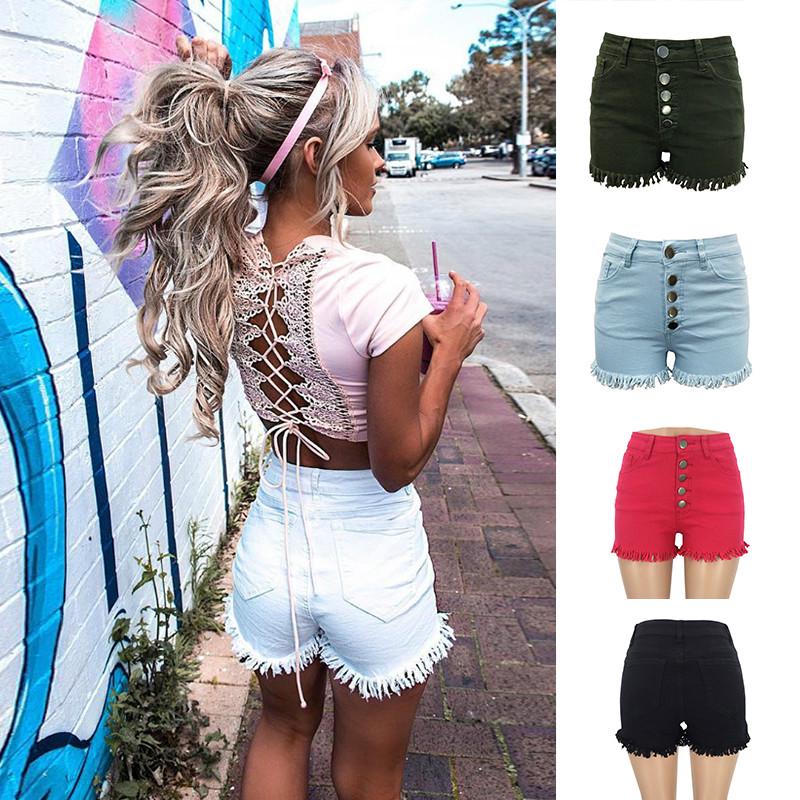 Buy Summer Retro Fringed Women's High Waist Denim Shorts High Waist