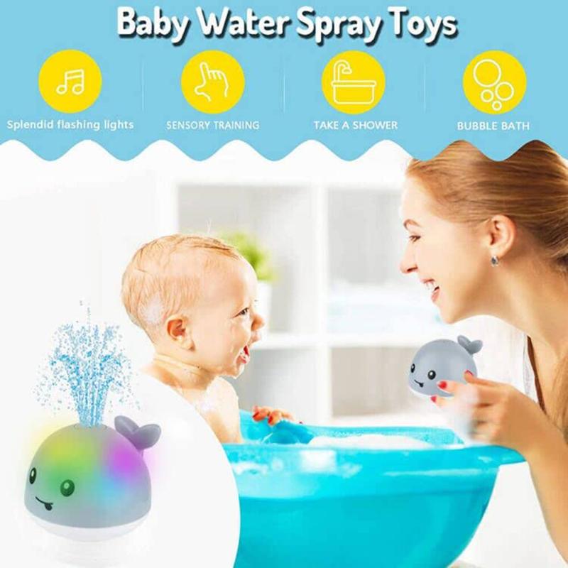 Non-Toxic Baby Light Up Bath Toys Whale Automatic Sprinkler Bathtub Toys Pool Bathroom Shower Bath Toys For Toddlers Infant Kids Children Gift