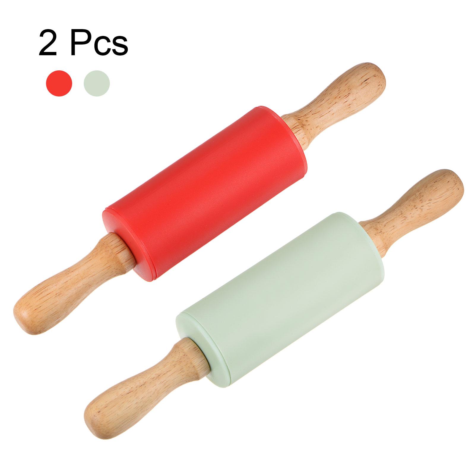 

Силиконовые скалки для выпечки с деревянной ручкой 23,5 см x 4,2 см, светло-зеленые и красные Other&Other