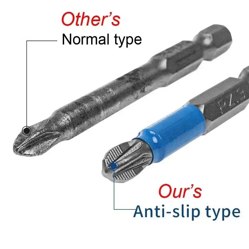 6-12pcs 50MM Non-Slip Hexagonal Handle Anti Skid Electric Screwdriver 1/4" Hex Shank Magnetic Cross Screw Head Tool Accessories