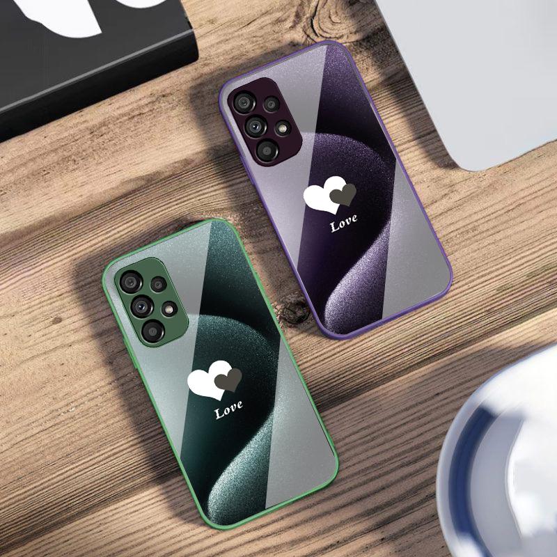 Gradient White Heart For Samsung S 25 S25 Edge S25Ultra S8 S9 S10 20 U Ltra S21 Pro S22 Plus S23 FE S24 Ultra Glass Phone Case