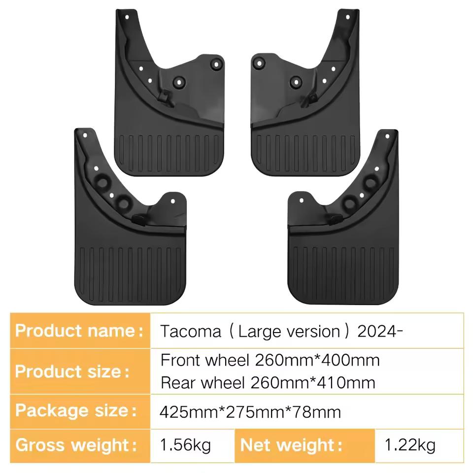 Mudguard for Toyota Tacoma 2024 Large Edition Car Tire Soft Rubber Fender Premium Protection Splash Board Decoration