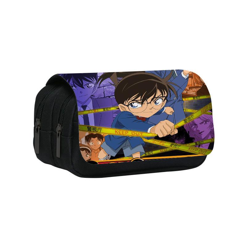Detective Conan Double Layer Pencil Case Large Capacity Storage Organizer For Students