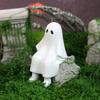 Whimsically Ghostly Sculpture Halloween Themed Resins Craft Ornament For Home Garden Decoration Weather Resistant Design