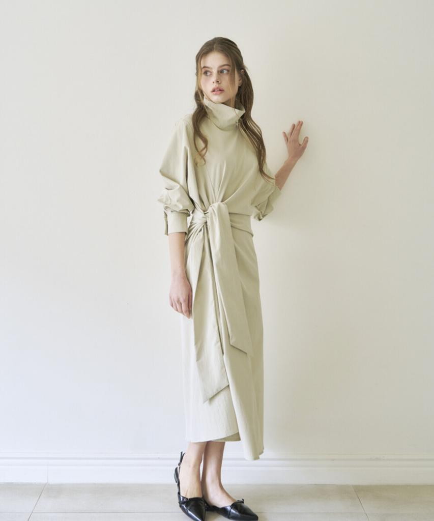 Eima Tie Turtleneck Dress_3Color_Beige
