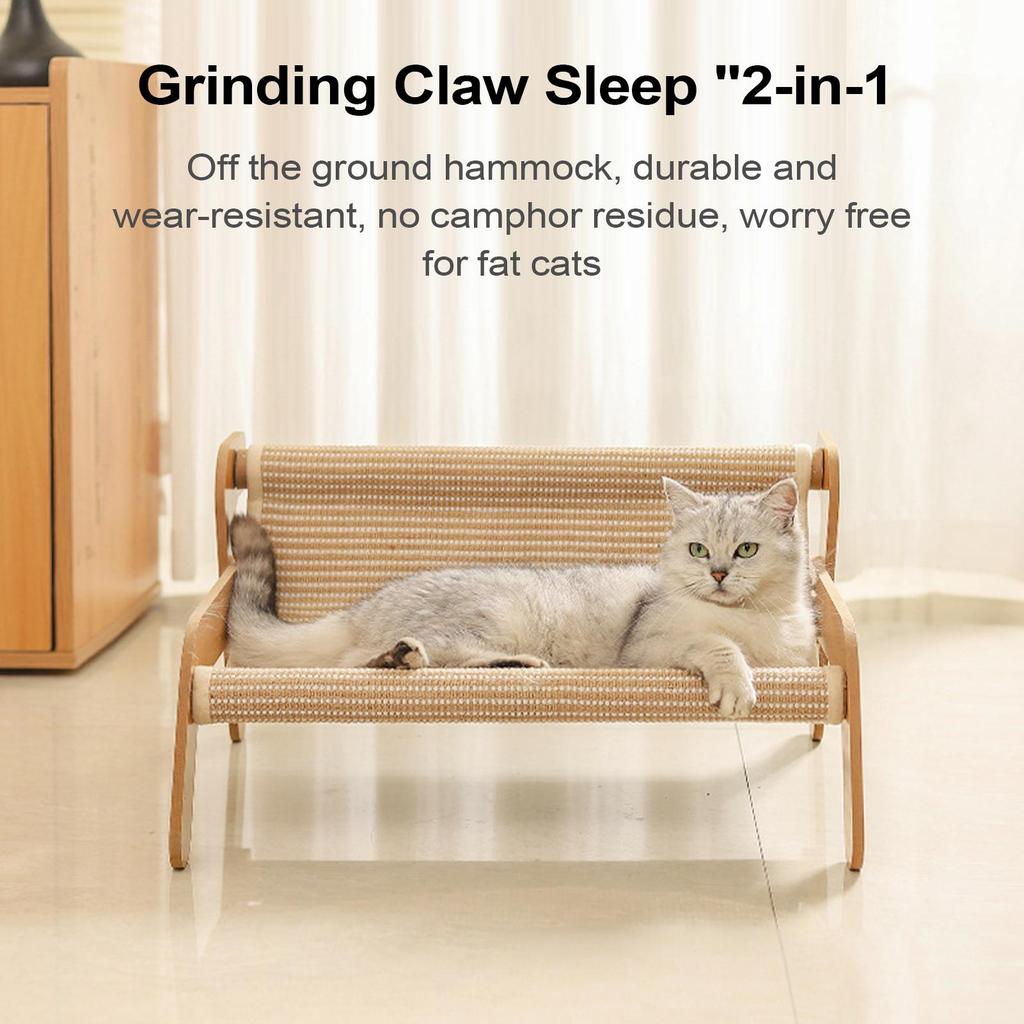Sisal Scratching Post Wear-resistant Large Cat Cat Sofa Integrated Recliner All Seasons Universal Wooden Pet Hammock Cat Nest