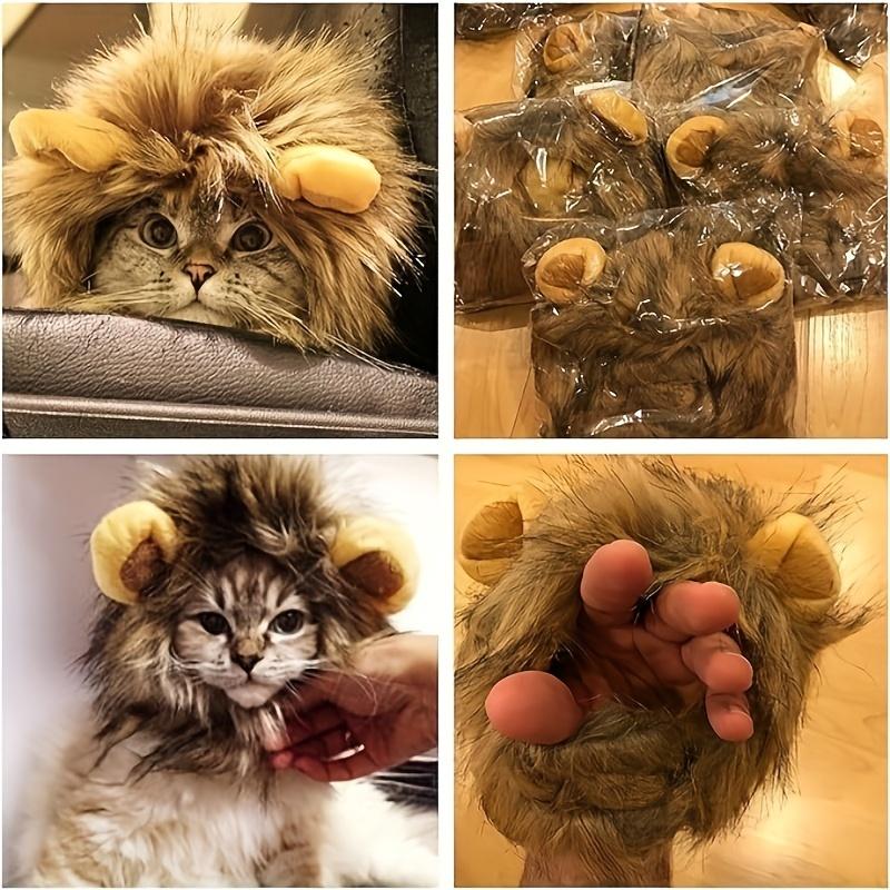 1 Katzenset Löwenmähne-Perücke für Haustiere, verstellbar und bequem, stilvolles Löwenhaar, Halloween, Weihnachten, Ostern, Party, Event, Katzenkopfbedeckung