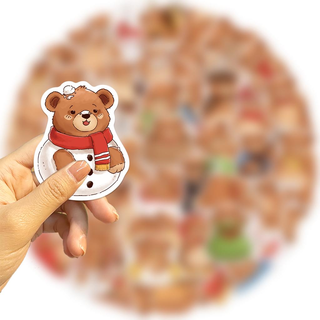 50 Cartoon Bear Doodle Stickers Decorate Guitar Notebook Suitcase DIY Waterproof Stickers
