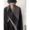 Square Scarf Handmade Shawl Headscarf Curling Geometric Striped Temperament Women'S Professional Square Silk Sunscreen New 90Cm