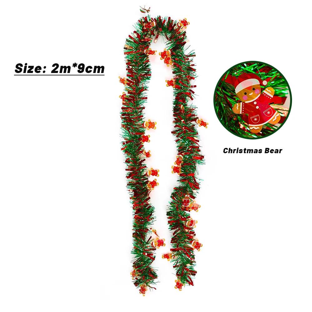 2/20M Christmas Color Ribbons Garland DIY Xmas Tree Wrapping Ribbons Snowman Bear Cane Garland Strips New Year Party Decoration