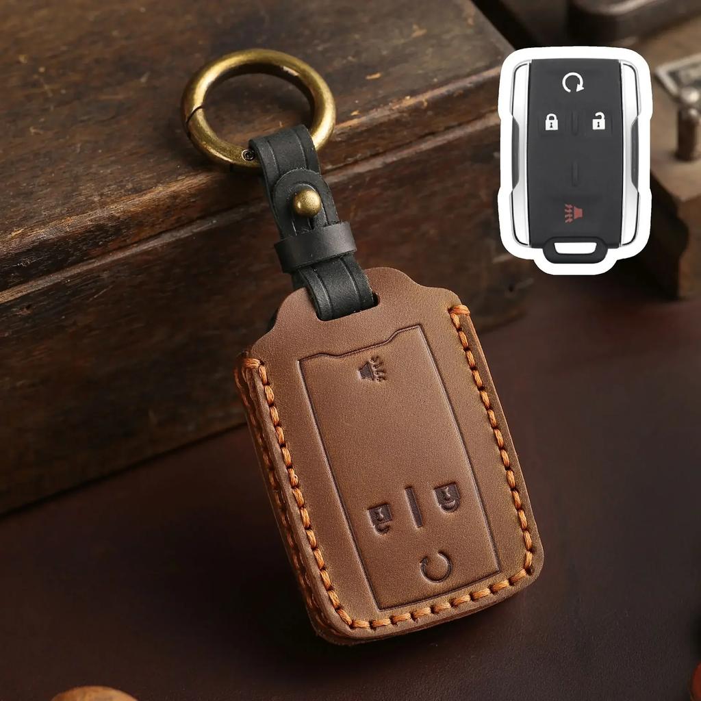 Car Key Case for GMC Canyon Sierra Yukon Chevrolet Silverado Colorado Tahoe Suburban Remote Leather Cover Shell Protector Holder