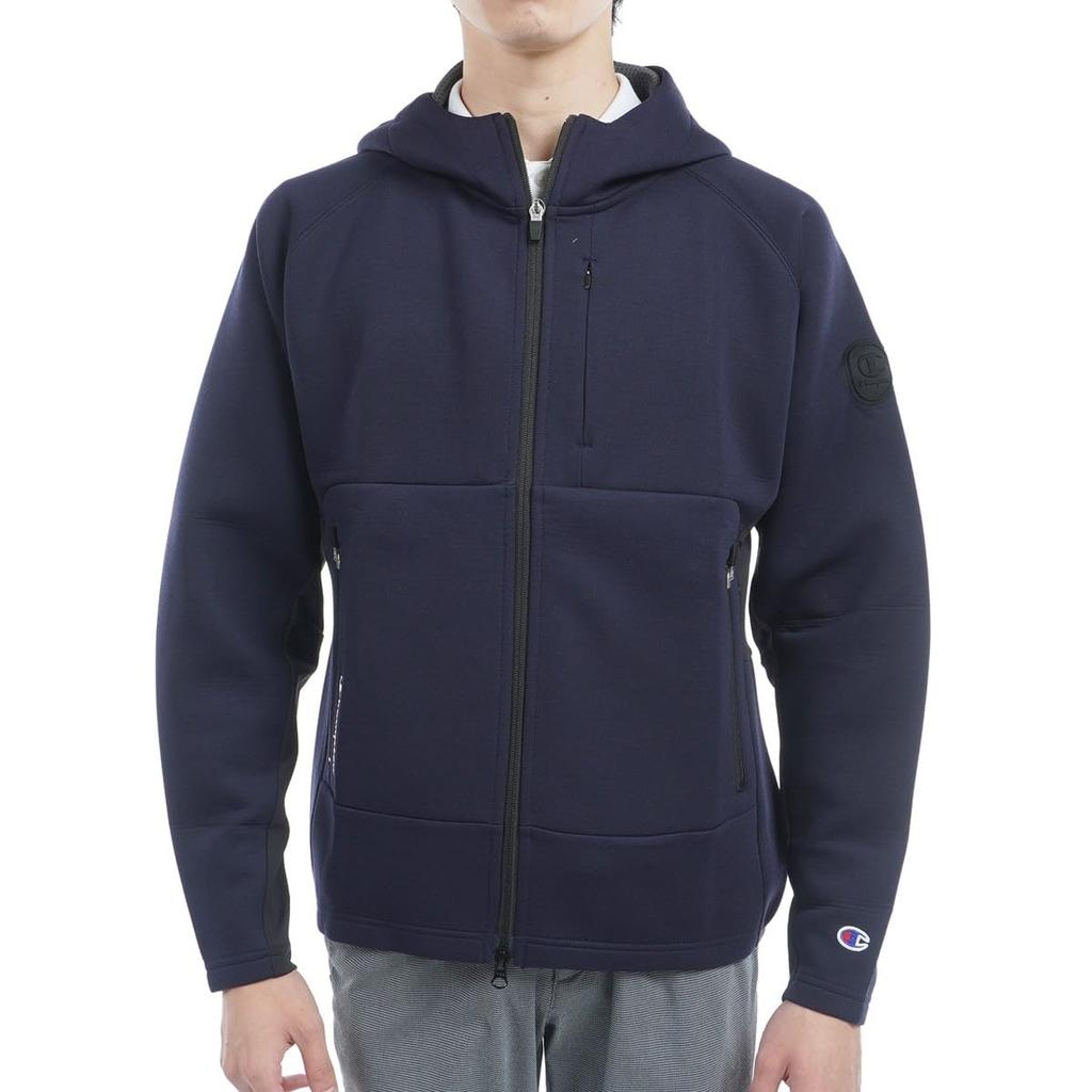 Champion 3LS Zip Hooded Long Size WRAP-AIR Water-Repellent Techweave® Sweatshirt, Navy, Sleeve, C3-AG102