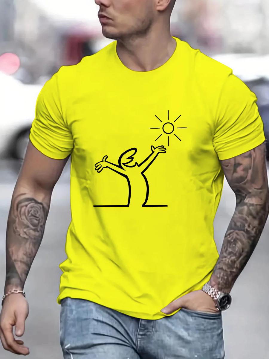 ZheXiong TEE Heren T-shirt La Linea Geweldige Katoenen T-shirts Oversized Grafische T-shirts Vintage Volwassen Print Grafisch T-shirt voor Heren S