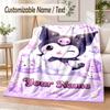 Kuromi Custom Name Flannel Throw Blanket Soft Warm for Sofa Bed Indoor Home Use