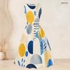 Women Plus Size Two Piece Set 3 4 Sleeve Open Front Cardigan Sleeveless Striped Printed Tie Waist Flared Dress