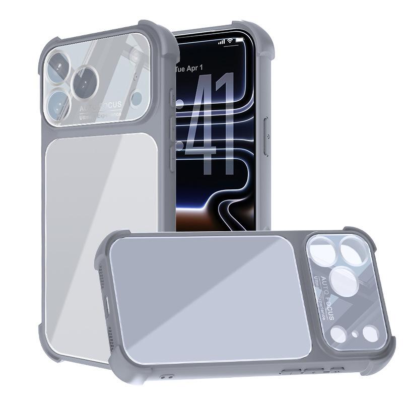 Applicable to iPhone17ProMax large window glass mobile phone case Apple 16Pro airbag 15Pro protective case 14