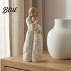 Mother And Child Embrace Ornament Wooden Texture Resin Figurine Hand Carved & Child/Family/Couple/Dog Owner Sympathy Gift for Family Statue,