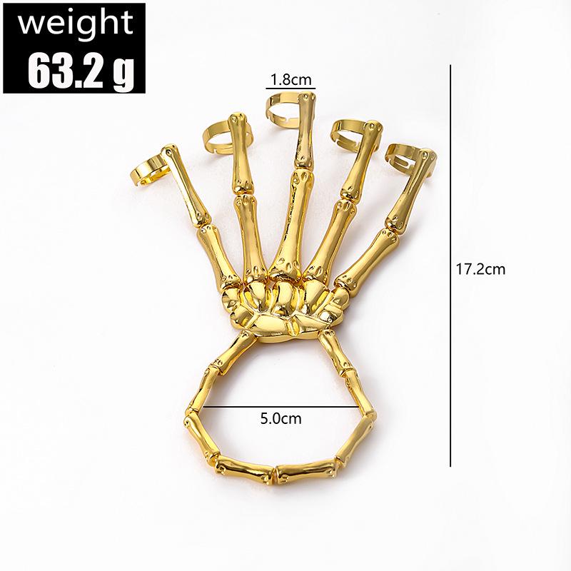 Popular European & American Metallic Skull Skeleton Bracelet, Ghost Claw Finger Bracelet, Halloween Jewelry