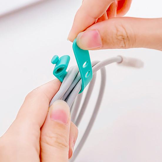 4Pcs/Set Wire Organizer Durable Cute Snap Silicone Creative Earphone Cord Winder for Charger Cable
