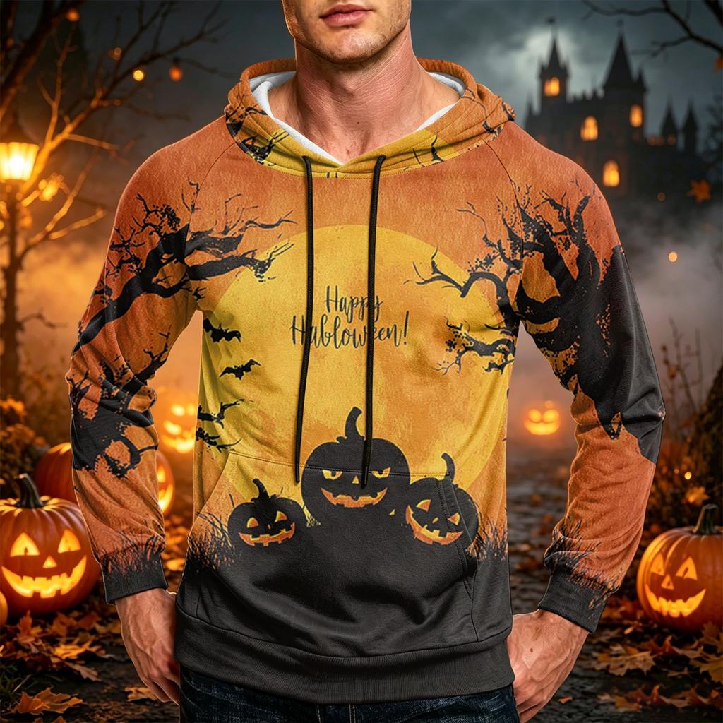 Men's Loose Fit Hoodie with Pocket Drawstring Printed Design for Casual Everyday Wear