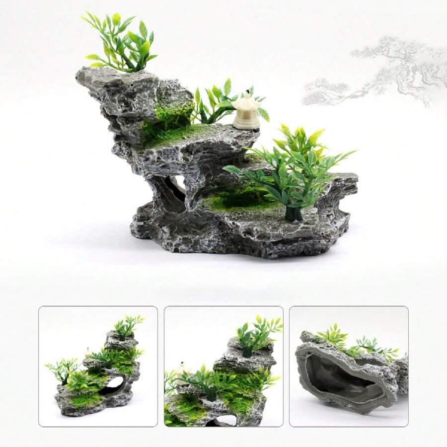 Man-Made Simulation Rockery Fish Tank Landscaping Package Resin Rockery Aquarium Decorative Stone Rockery To Avoid Tree Holes