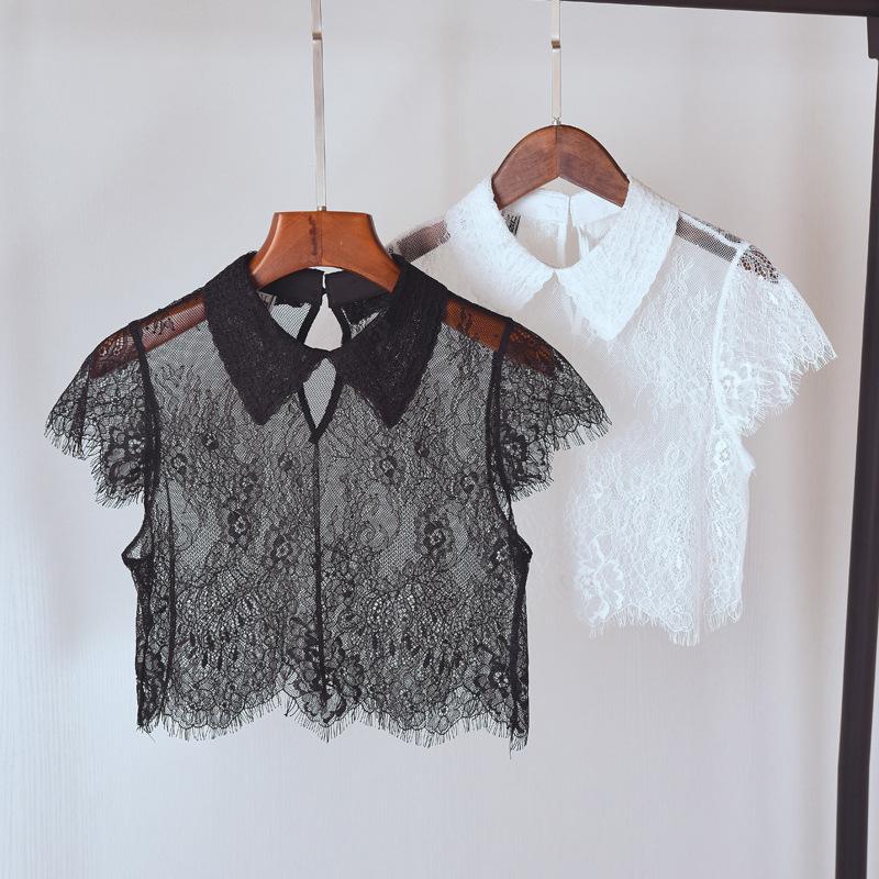 Elegant Black Fake Collar Lace Elegant Women Fake Half Shirt Detachable White False Collars Woman Neckwear Clothing Accessories