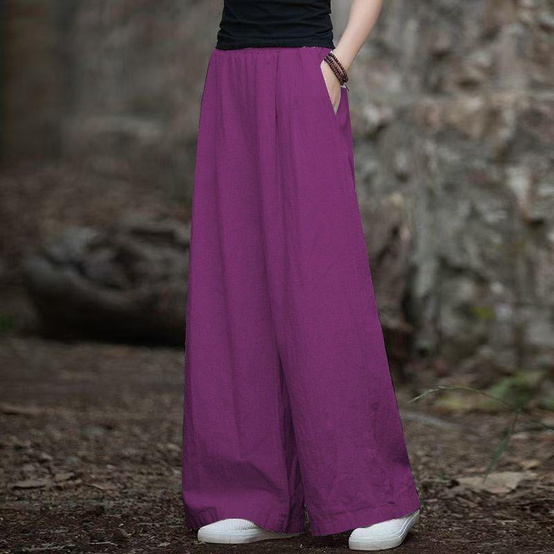 

2025 Women s Cotton Linen Wide-Leg High-Waist Drape Pants - Versatile Casual Loose-Fit Straight-Legs 3XL [73-78 kg]