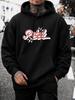 Men'S Hoodie, Streetwear Festival, Rebel Lightning Bolt Graphic, Pullover Hoodie, Urban Edgy Style, Fall Winter Outdoor Wear, Front Kangaroo Pocket An
