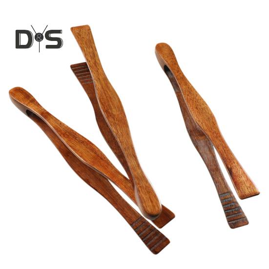 Wooden Bread Tongs Food Tongs for Buffet Non-Slip Cooking Clamps Heat-Resistant Salad Toast Cake Fruit Clip BBQ Home Utensil