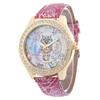 Elegant Women's Quartz Watch With Rose Floral Design And Sparkling Rhinestones
