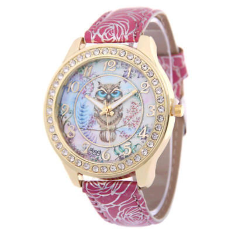 Elegant Women's Quartz Watch With Rose Floral Design And Sparkling Rhinestones