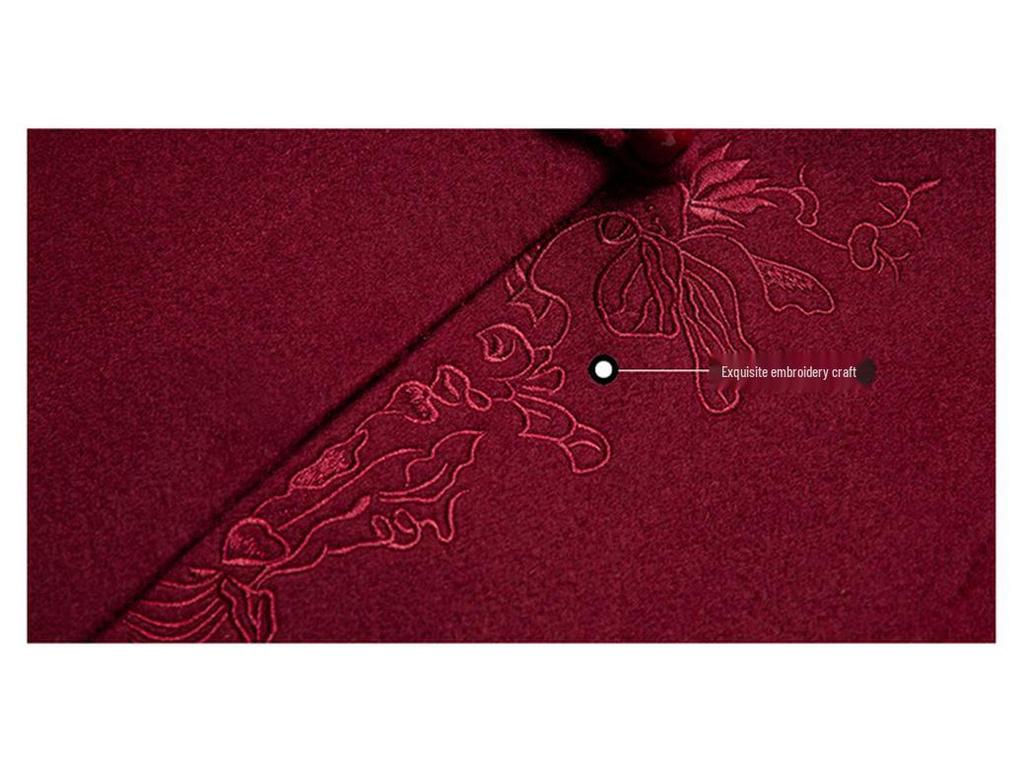 Mamas bestickter Kaschmirmantel für Damen - Modischer Herbst-/Winter-Wollübermantel für Damen mittleren und höheren Alters