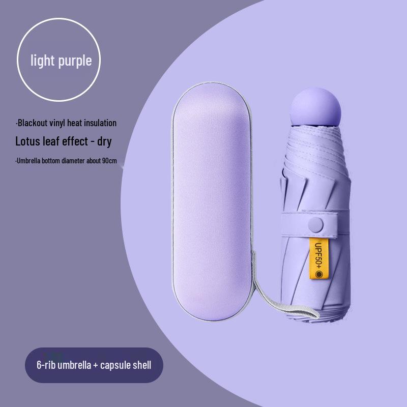 Lätt UV-skyddande Kapselparaply - Bärbart Dubbelanvändningssolskydd för Kvinnor, Soliga och Regniga Dagar