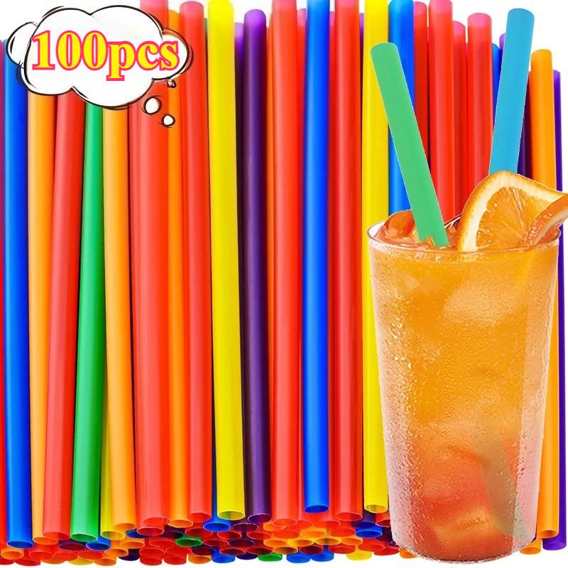 100pcs Multicolor Disposable Straws Flexible Plastic Drinking Straws for Milk Tea Juice Wedding Party Bar Kitchen Supplies