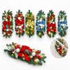 Pre-Lit Cascading Christmas Staircase Garland with and Ornaments for Fireplace, Wall and Mantel Decor