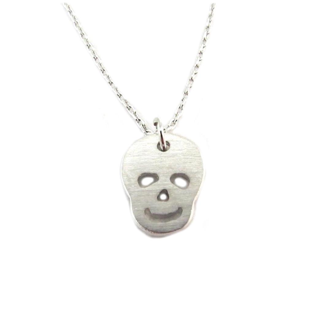 7bis [Q6169] - Handmade Silver 'Skull' Necklace - 11x9 Mm