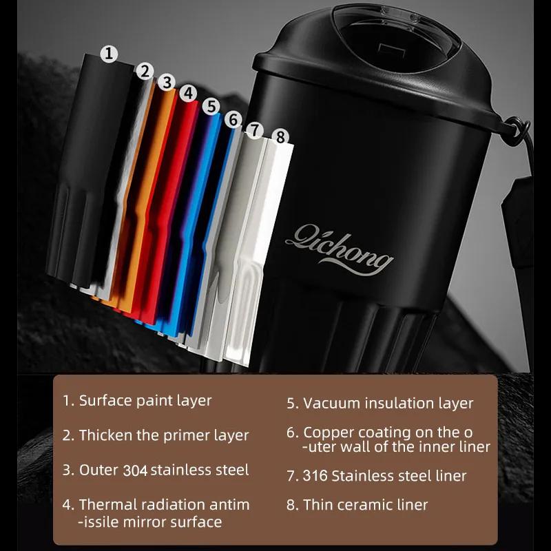 Ceramic Liner Thermos Bottle Ice Americano Coffee Cup Double Wall Stainless Steel Vacuum Insulated Thermal Mug Tumbler Water Cup