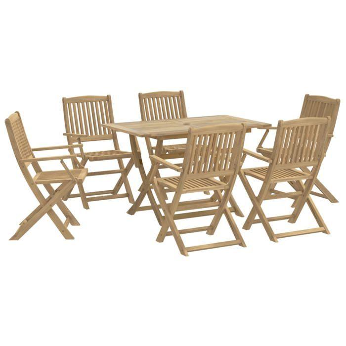 VidaXL Ensemble à manger de jardin 7 pcs Bois d'acacia solide, ensemble de salle à manger d'extérieur, meuble de salle à 3214235