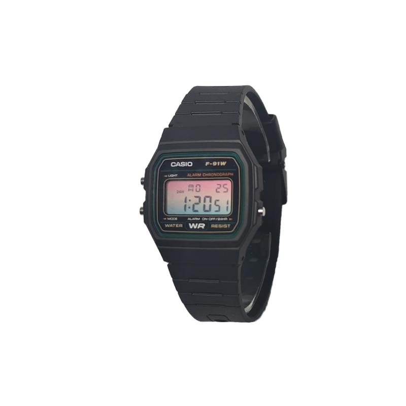 CASIO Customized watch modified series pink blue gradient mirror resin case F-91WG-9 F-91WG-9(Watch5-GaiZhuang-ShanShuoYuBoDong)